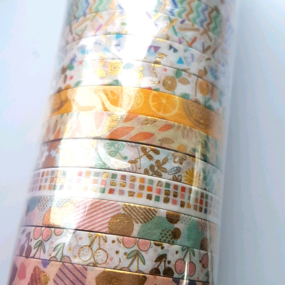 24 pcs Designed Washi Tape with Gold Foil Masking Tape Ruban adhésif